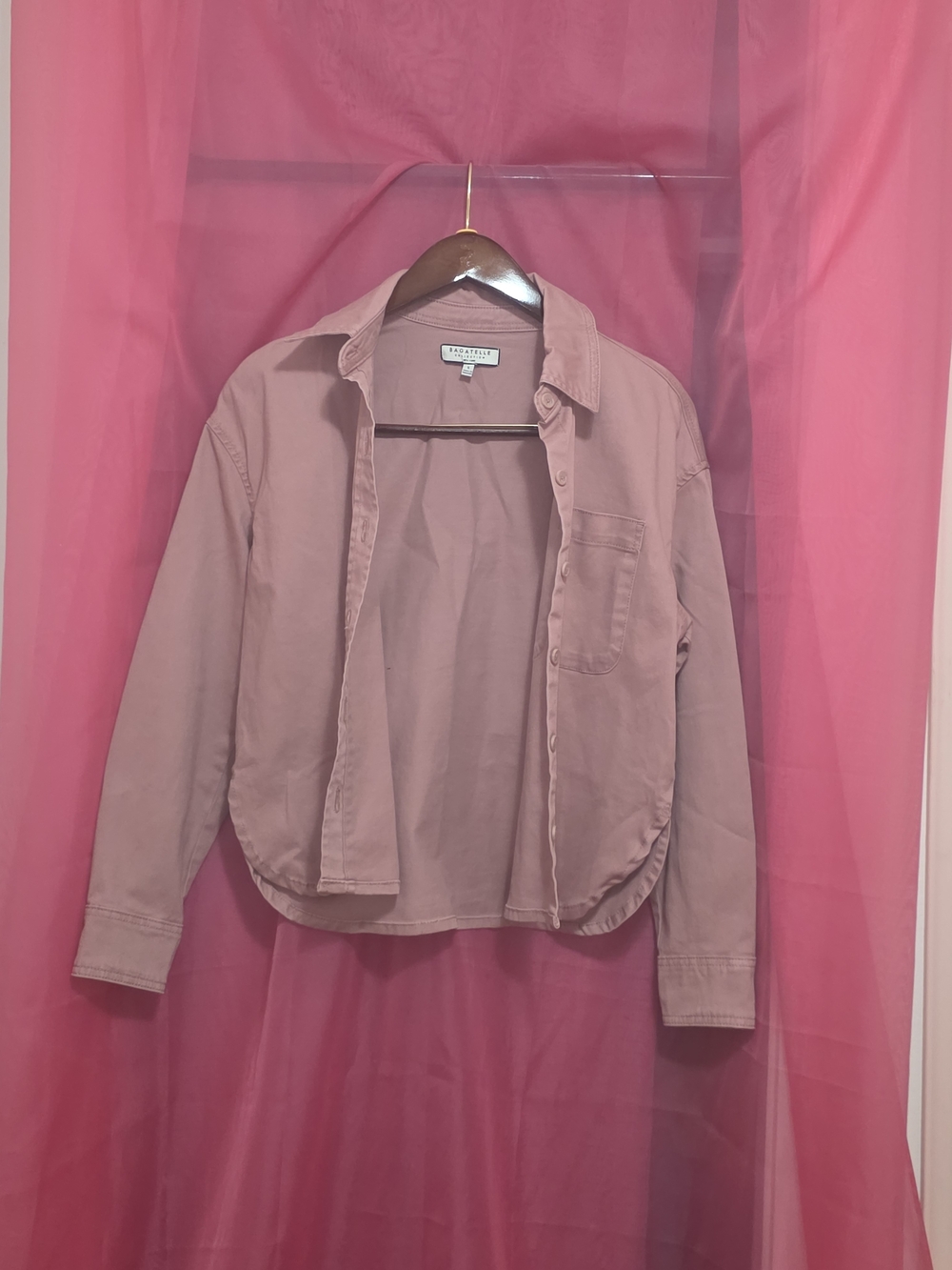 Bagatelle Dusty Rose Button-Up Jean Jacket